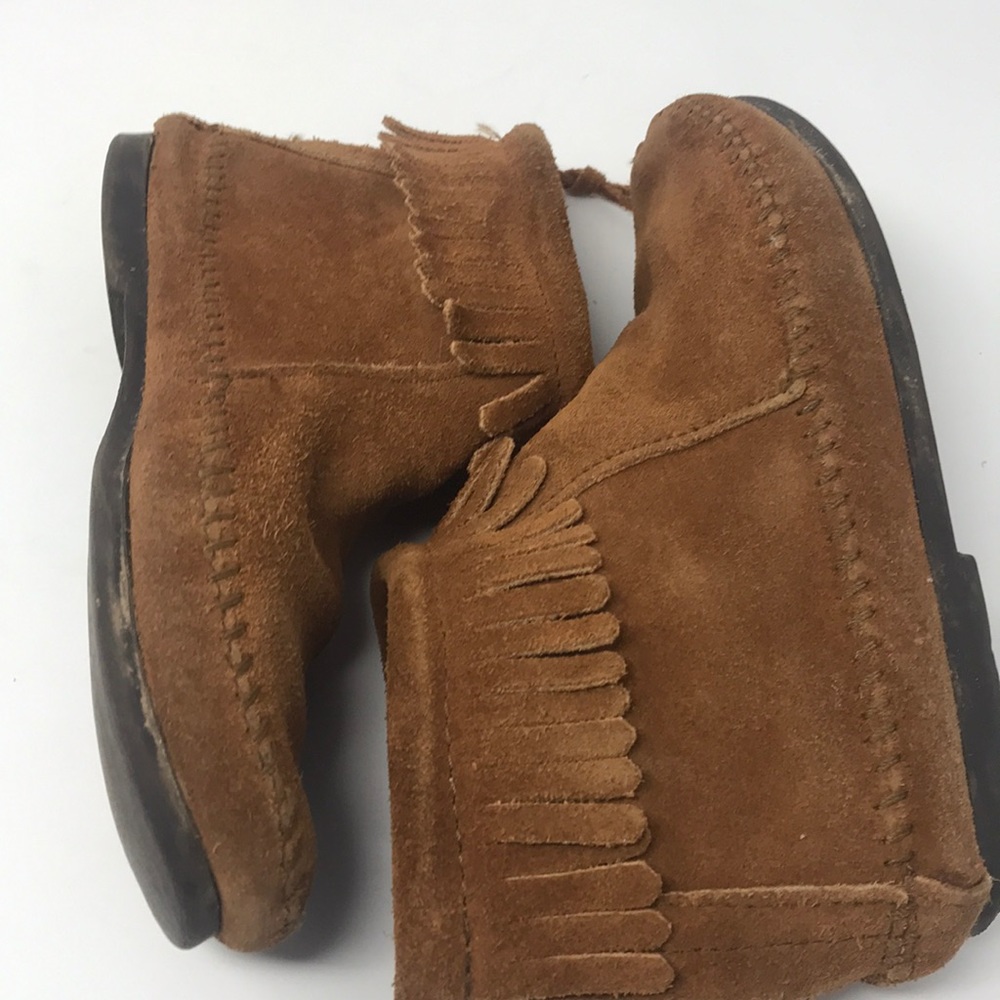 Minnetonka sz 2 low shoe boot leather moccasins - Picture 7 of 10